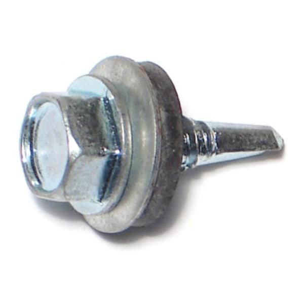 Midwest Fastener Self-Drilling Screw, #14 x 3/4 in, Zinc Plated Steel Flange Hex Head External Hex Drive, 100 PK 03345 - main
